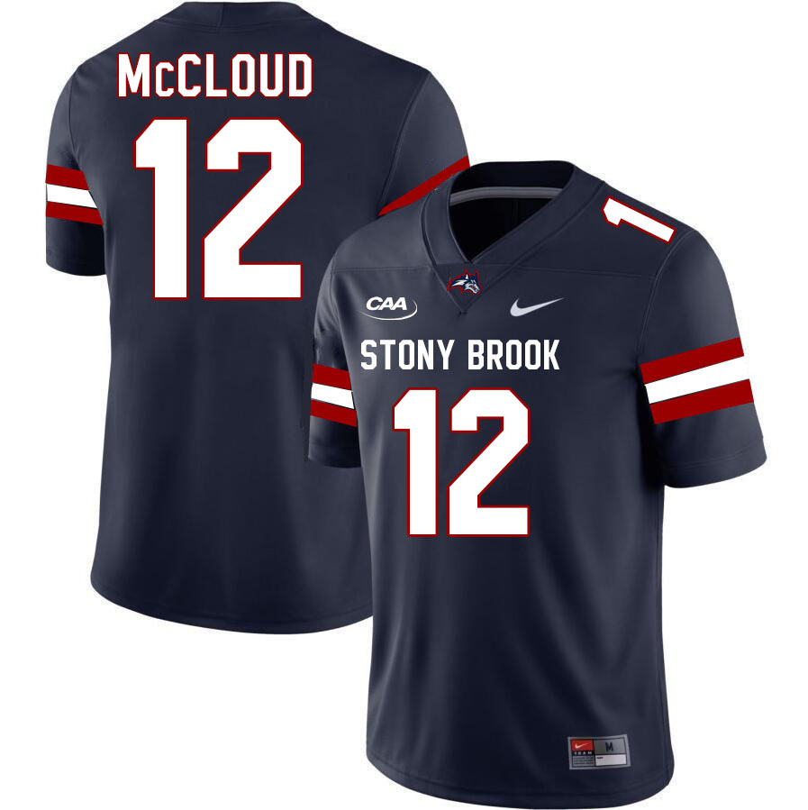 Stony Brook Seawolves #12 Tyson McCloud College Football Jerseys Stitched-Navy